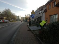 sprzątanie przejść dla pieszych i terenów zielonych przy ul. Kościuszki